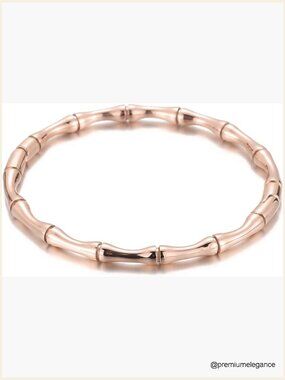 Stainless Steel Bamboo Open Clasp Bangle Bracelet Size 7